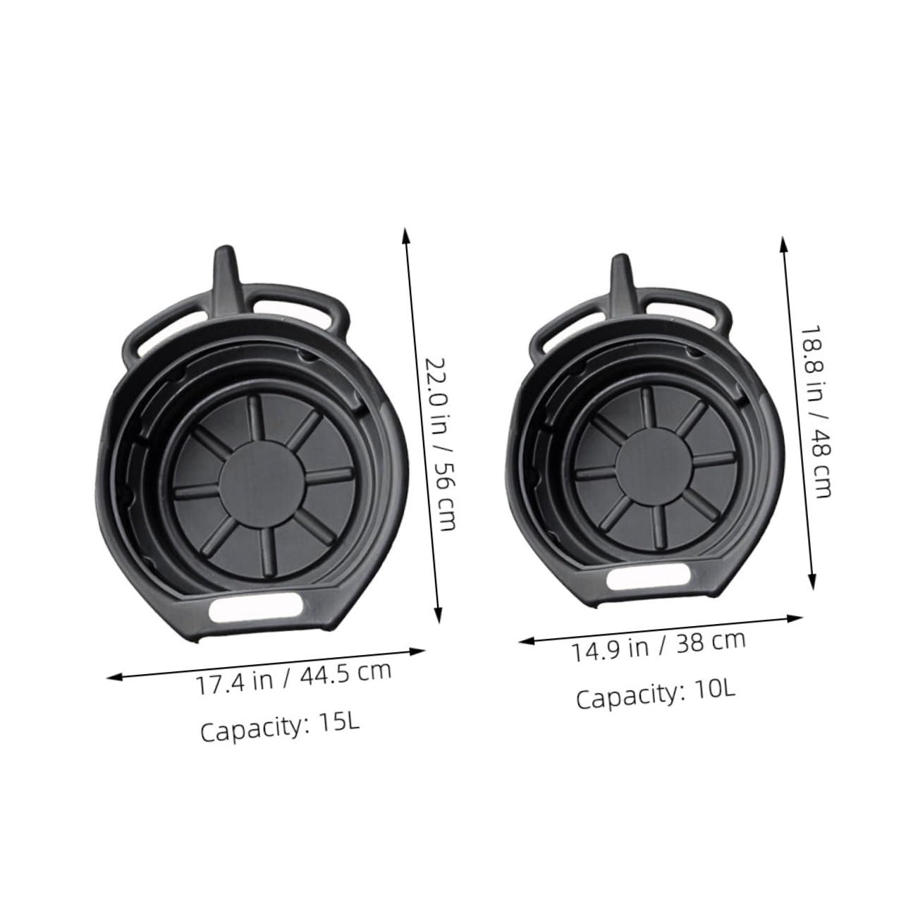 Bandeja Colectora Aceite PE, Juego 2 Piezas 10 L 15 L para Coche | Guarda Espacio, Limpieza Rápida, Pensado para Cambios y Recogida de Residuos en Taller Motor