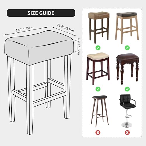 Image of Waterproof Rectangle Bar Stool Covers Set of 4 Stretch Beige Diamond Jacquard Backless Barstool Chair Covers Washable