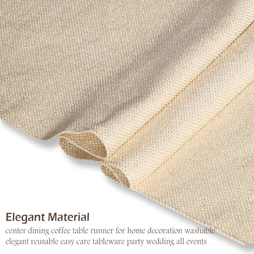 Image of Kuber Industries 72x12 inch Jute Table Runner for Party, Wedding and Family Dinners | Washable & Reusable Centre and Dining Table Runner | Cream