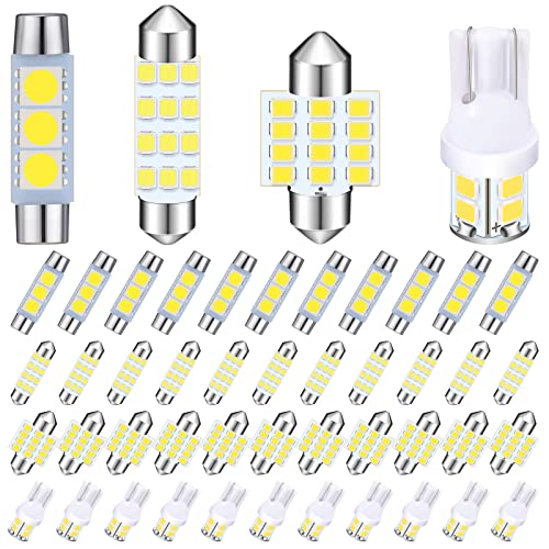 Frienda 48 Pieces Interior Lights Led Car Bulb Kit 28Mm/ 31Mm/ 41Mm/ T10 Led Dome Light Festoon Bulbs Led Replacement Bulbs For Car Dome Map Door Courtesy License Plate Lights, White #TOP22