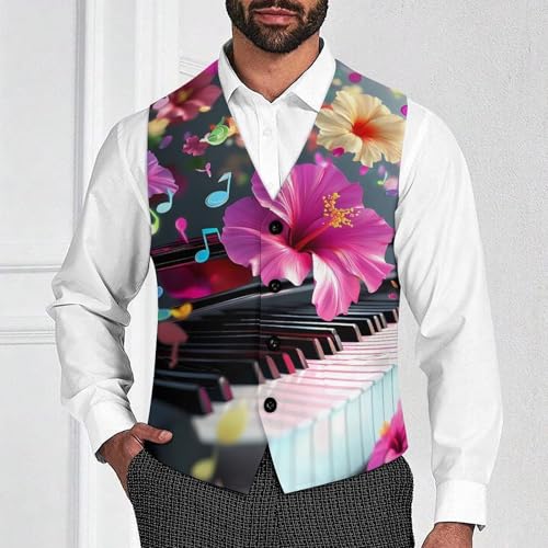 Piano Music Notes Men's Suit Vests Business Formal Dress Vest V-Neck Waistcoat for Wedding Casual2