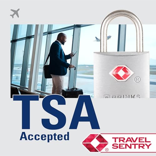 BRINKS TSA Approved Padlock, 22mm Aluminum, TSA Locks for Luggage, Chrome-Plated with Hardened Steel Shackle, 4-Pack2