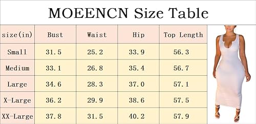 Moeencn Sexy Bodycon Tank Dress For Women Summer Sleeveless Ribbed V Neck Basic Club Maxi Dresses Plus Size Black 2Xl #TOP4