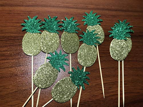 Pineapple Cupcake Toppers Pineapple Toppers For Cupcakes, Pineapple Cupcake Food Picks For Hawaii Tropical Luau Theme Birthday Party Cake Supplies - 24Pcs #TOP6