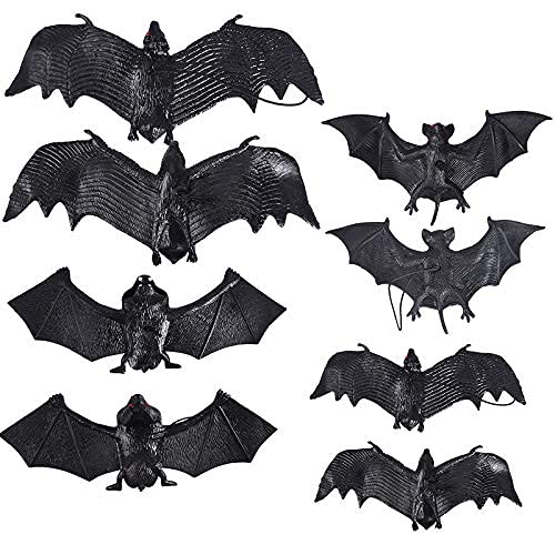 Max Fun 12Pcs Halloween Hanging Bats Decorations Rubber Hanging Vampire Bats For Outdoors Halloween Party Favors Home Decor(5 Size) #TOP3