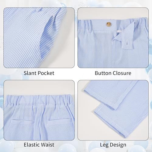 Volunboy Boys Suit Summer Beach Wedding Guest Dress Clothes (SkyBlue,2-3T) — view 2