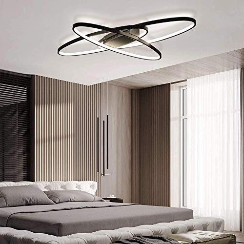 Preisvergleich Produktbild LED Dimmbar Deckenleuchte Modern Schwarz Wohnzimmerlampe Warmweiß / Neutralweiß / Kaltweiß 70W Innen Dekorative Deckenbeleuchtung für Wohnzimmer, Schlafzimmer, Küche und Büro