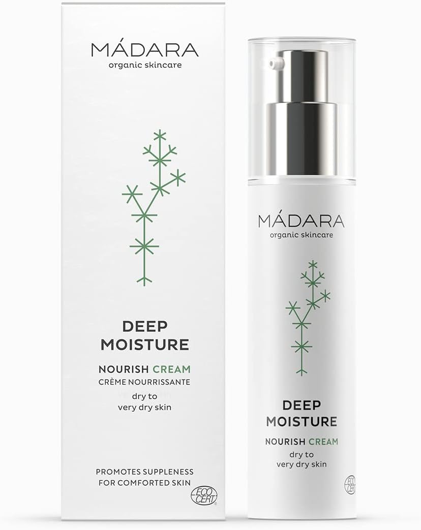 Mádara Deep Moisture Nourish Cream For Dry To Very Dry Skin - Organic Skincare Ultra-Nourishing Moisturizer Instantly Revitalizes Complexion - 50Ml
