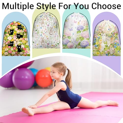 Image of Gymnastics Grip Bag Bunny Wildflower Easter Small Gym Storage Pouch for Dance