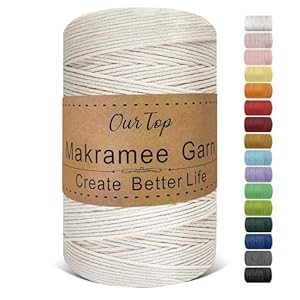 OurTop Premium Makramee Garn Natur 2mm x 500m