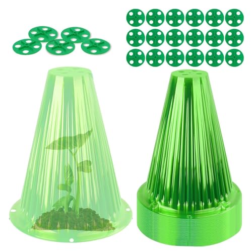Campana para plantas, cúpula de jardín, 20 fundas protectoras transparentes para plantas con ventilación, cúpulas de humedad reutilizables, para protección contra el sol, heladas, caracoles, 20 x 24
