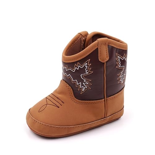 Baby Girls' Boots - Soft Sole Western Cowboy Booties - Pre-Walker Cowgirl Crib Shoes for Boys Infants(Brown,12-18months)