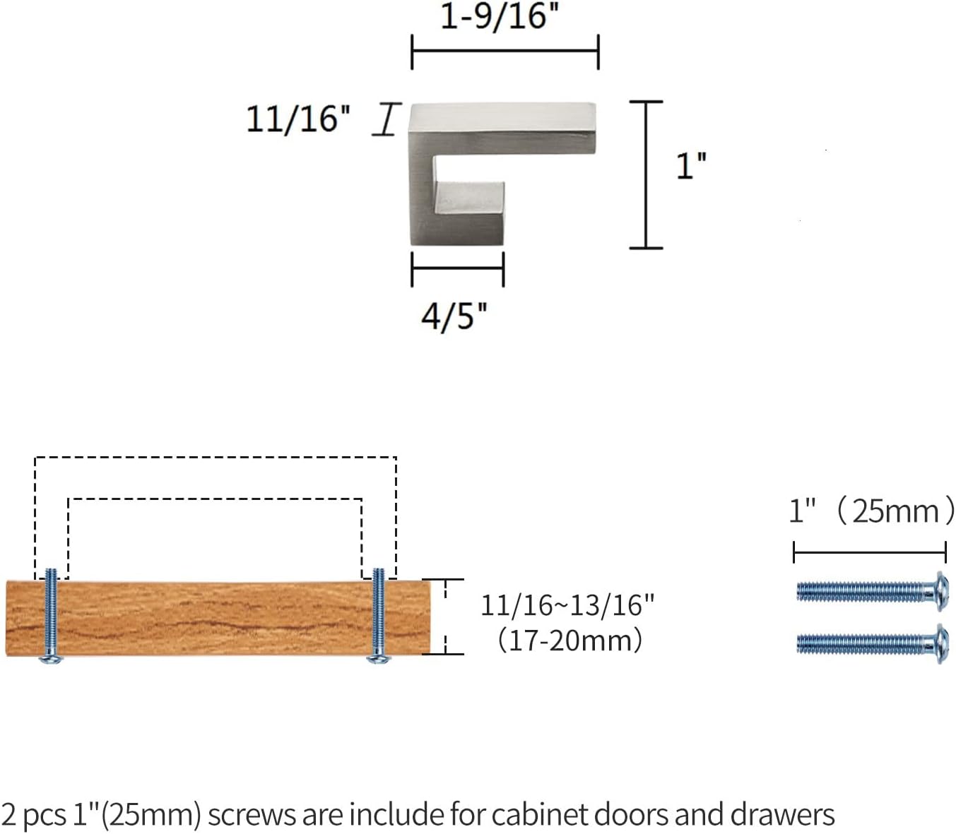 Modern Satin Nickel Pull Kitchen Cabinet Hardware Handle Drawer Knob, K19SN, 25 Pack