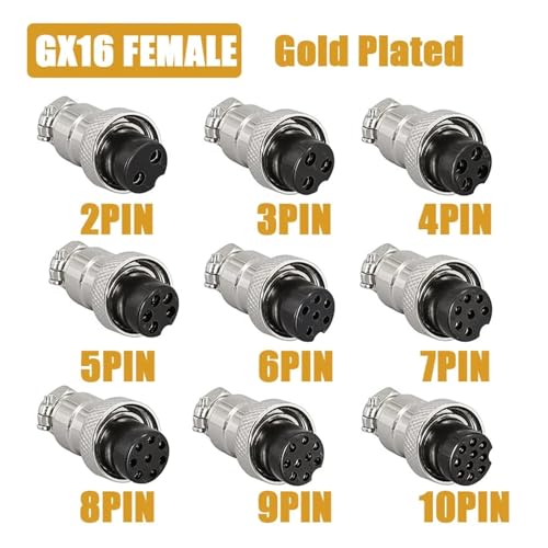 Connecteur GX16 femelle plaqué or 8 broches de haute précision