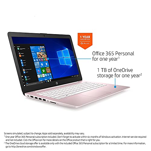 2021 Hp Stream 14 Inch Laptop, Intel Celeron N4020 Processor, 4Gb Ram, 64Gb Emmc, Wifi, Bluetooth, Webcam, Hdmi, Windows 10 S With Office 365 For 1 Year + Fairywren Card (Rose Pink) #TOP4