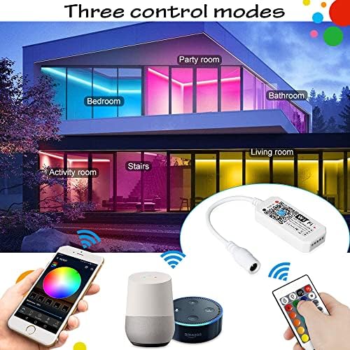 INDARUN WiFi Smart RGBW Led Strip Light Controller + Remote Control 24 Keys Wireless for Multicolor Strip Lights, Compatible with Android/iOS Work with Alexa/Google Home