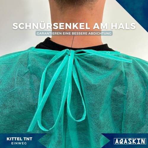 TNT Einwegkittel 30g/qm, Professionelle Einwegkittel mit Bündchen aus reiner Baumwolle, für Heimwerker. Farbe: Grün - Blau - Weiß. Menge 10 Stück (Menge 10 Stück)