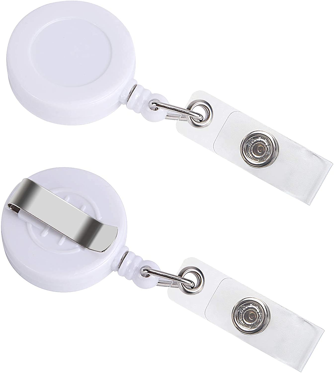 AbhaPrint Retractable Badge Holder ID Badge Reel Clip On Card Holders,Keychain Business Card Holders Pack of 10 (White)