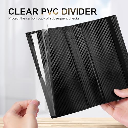 Image of CASMONAL Checkbook Covers for Personal Checkbook Holder RFID Premium Vegan Leather Checkbook Cover for Duplicate Checks