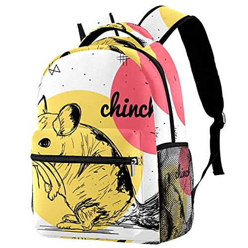 Sac à dos de voyage pour camping avec motif chinchilla mignon pour filles et garçons