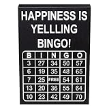 JennyGems Bingo Lovers Gifts, Happiness is Yelling Bingo, Wood Sign, Bingo Players Home Decor Keepsake Decoration