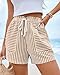 BTFBM Casual Striped Shorts for Women 2026 Spring Summer Elastic Waist Y2K Lounge Pajama Vacation Beach PJ Bottoms Clothes(Khaki, Medium)