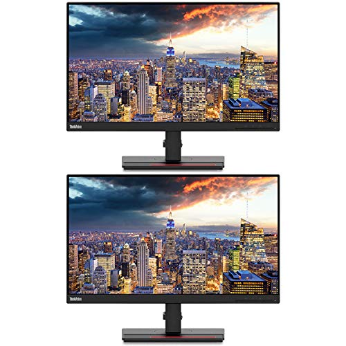 Image of Lenovo ThinkVision T24i 23.8in FHD IPS WLED-Backlit LCD 1920 x 1080, 16.7 Million Colors, 4 ms, 60 Hz, 2 Pack Bundle with DMI, VGA, DisplayPort, USB Hub, Raven Black