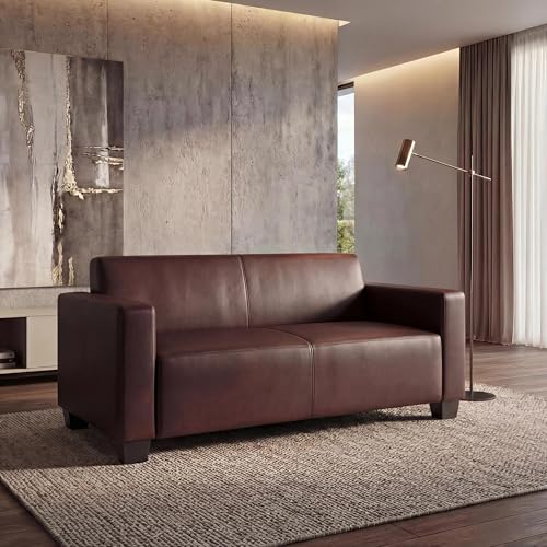 Mendler Canapé modulaire 2 Places Canapé Lyon, Simili Cuir - Rouge-Brun
