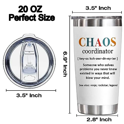 YXOTJHS Chaos Coordinator Tumbler, Chaos Coordinator Gifts for Women Boss Lady Coworker Manager Teacher Assistant Mom-Thank You Gift, Birthday Gifts for Women-20 Oz Stainless Steel Tumbler — view 3