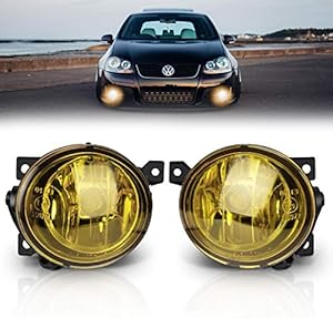 TangMiGe Fog Lights for Volkswagen GTI / Volkswagen Jetta 2006 2007 2008 2009 2010, Premium (VW GTI / Jetta) Fog Lamps Replacement, 1 Pair, Yellow Lens