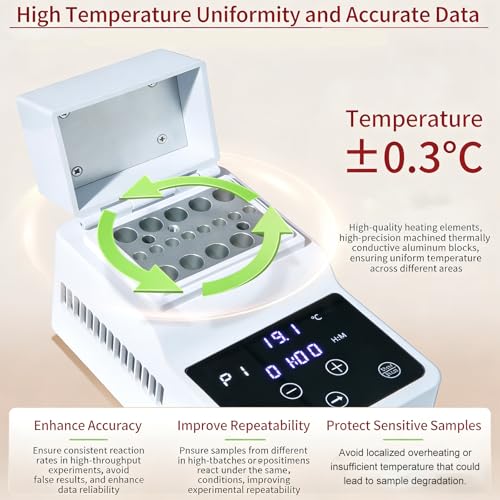 Incubadora de baño seco con tapa, calentador de bloque termostático de laboratorio digital, múltiples puntos de programa, función de calibración rápida para uso en laboratorio e investigación