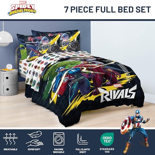 Image of Marvel Rivals Full Size Comforter Set 7 Piece Superhero Bedding, Multi