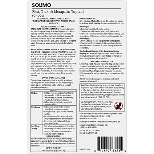 Amazon Basics Flea, Tick & Mosquito Topical Treatment for Small Dogs (4-10 pounds), 6 Count (Previously Solimo) - Image 3