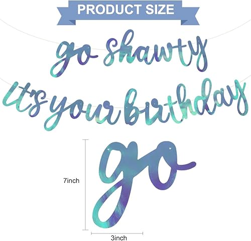 Miniatura 186 de BEISHIDA Cartel Purple Go Shawty It's Your Birthday - No DIY - Cartel de feliz cumpleaños con purpurina con temática de hip hop, pre-encordado