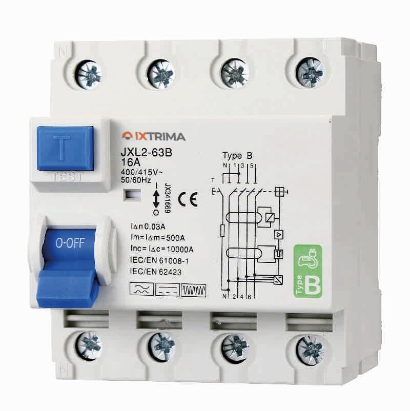Interruttore Differenziale Puro Magnetotermico 4P 16A 30mA CURVA B 6KA AC/DC 380V 30mA CURVA B per Guida DIN - 4 Moduli DIN - Protezione Circuiti e Sicurezza Impianti