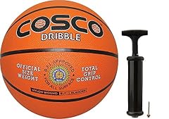 Cosco Rubber Basketball with Hand Pump, Size 5 (Multicolour)