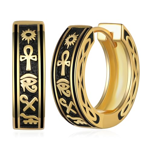 Hoop Earrings for Men Women 925 Sterling Silver Cross/Ankh Earrings Jewelry Gifts for Men Women