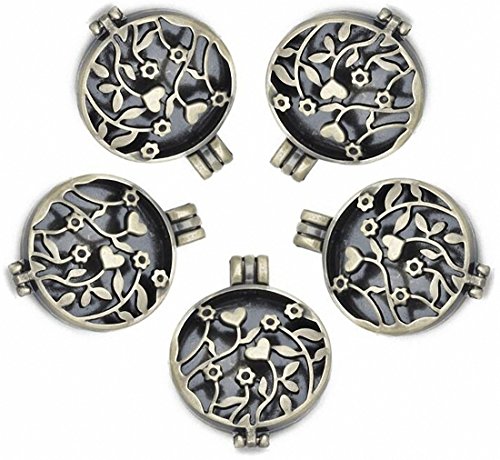 10 Antique Bronze Locket Filigree Round Charm Pendant