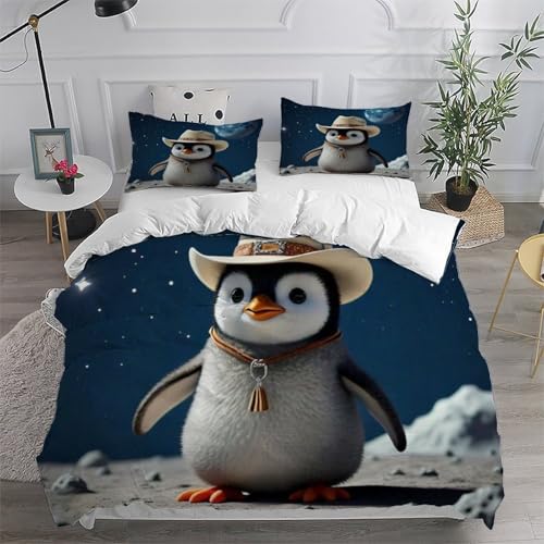Housse de couette 220x240 pingouin avec impression 3D haute définition