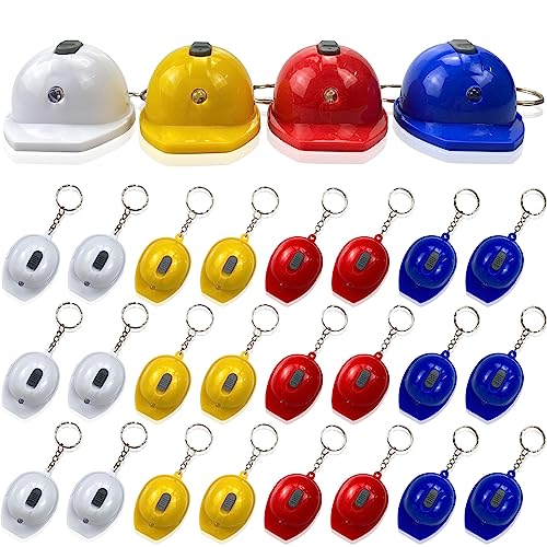 24 Pcs Construction Party Favors Keychains Mini LED Flashlight Keychains