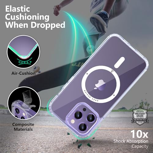 Image of ONES for iPhone 13 Pro Max Case, Hybrid Magnetic Phone Case, Compatible with MagSafe, Military Grade Protection, Shockproof Airbag, Anti-Yellow Silicone Cover, Scratch-Resistant, Thin, Clear