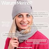 molti Zestaw damskiej czapki i szalika – 100% wełna merino, czapka beanie z szalikiem dzianinowym 203 cm, ciepła i oddychająca na jesień i zimę | Rozmiary: 55–62 cm, wybór kolorów, szary, 58-62