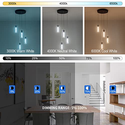 Bestwest Black Pendant Light, Glass Pendant Light Kitchen Island Pendant Light Fixtures, Modern Island Light With Bubble Glass For Kitchen, Dimmable Kitchen Chandelier Light Fixture (20W, 4-Light) #TOP3