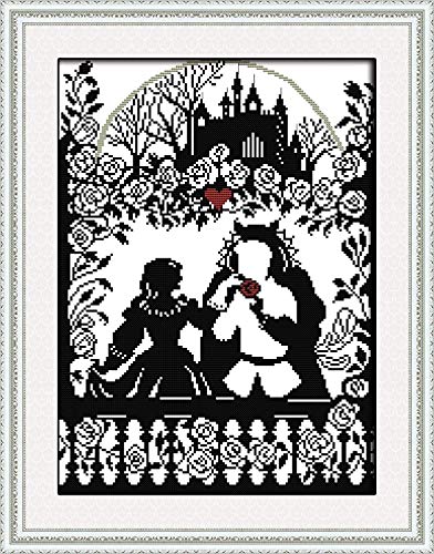 Crossdecor Stamped Cross-Stitch Needlepoint Kits Pre-Printed Patterns For Beginners Adults, Embroidery Cross-Stitching Kit Wall Art Cross Stitch- Fairy Tale Prince And Princess Kits #TOP23