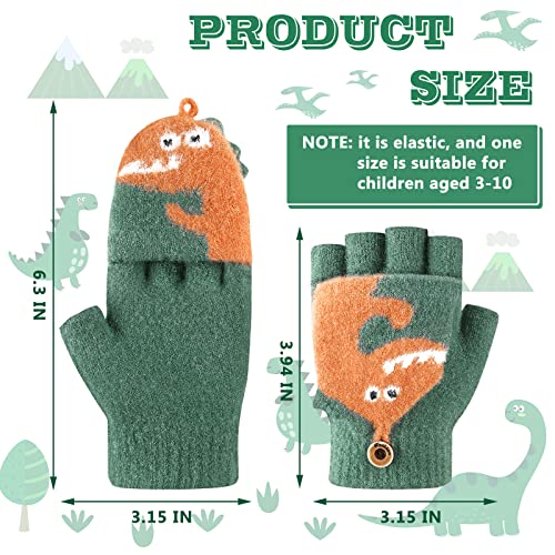 SATINIOR 2 Pairs Winter Kids Fingerless Gloves Toddler Finger Mittens Knit Convertible Half Finger Mitten Flap Aged 3-103