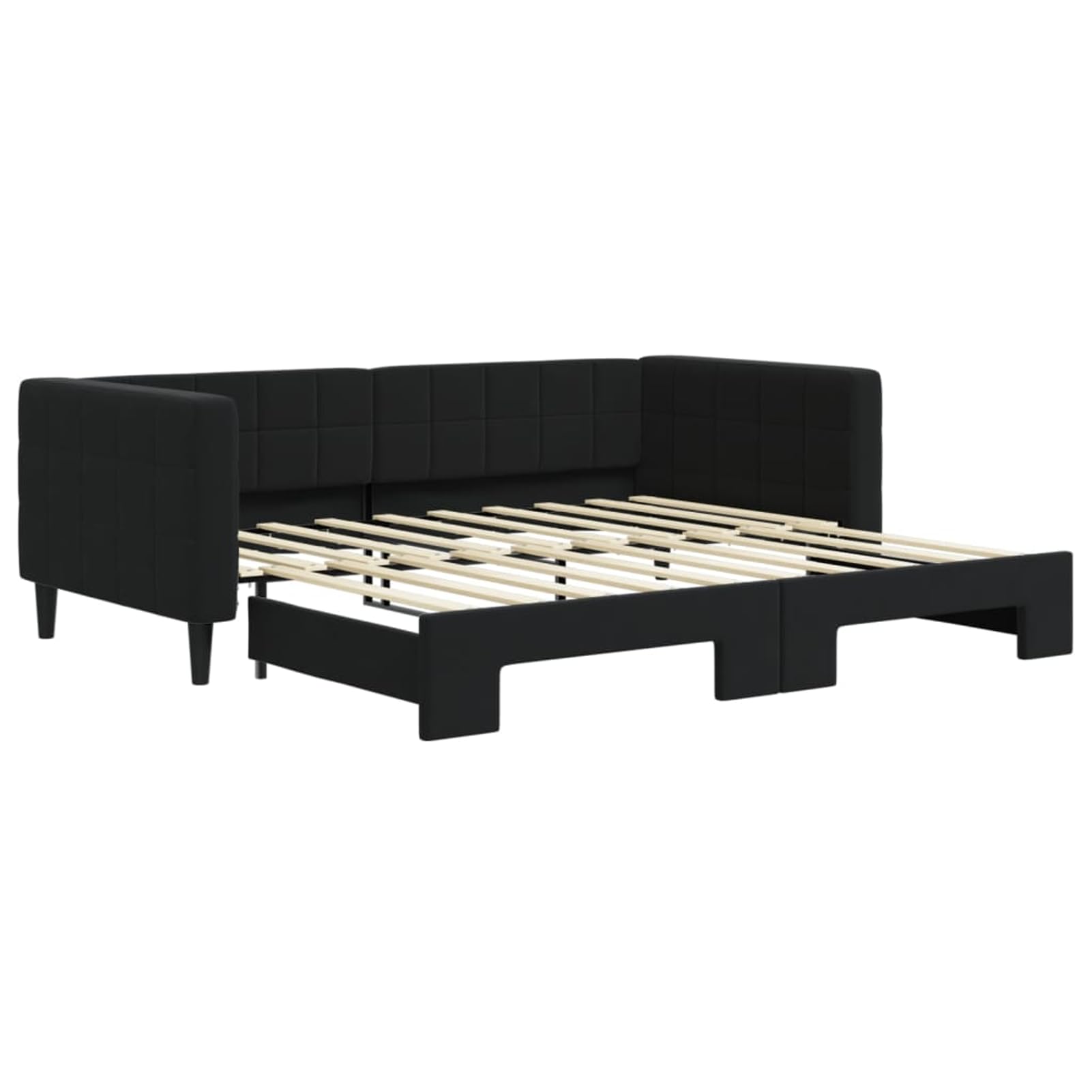 ATOMSTACK MAKER Divano letto pieghevole 2 in 1 nero in velluto, divano matrimoniale convertibile con struttura in legno e metallo, 213 x 192,5 cm, ideale per soggiorno o camera da letto degli ospiti