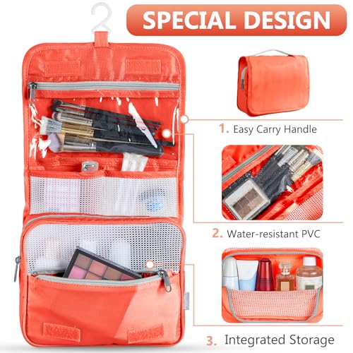 8 Set Packing Cubes for Travel, Gifts for Women Mom,Anti-Tearing Suitcase Organizer for Luggage with Shoe & Hanging Toiletry Bag,OlarHike Vacation Essentials & Accessories for Cruise Ship,Orange3