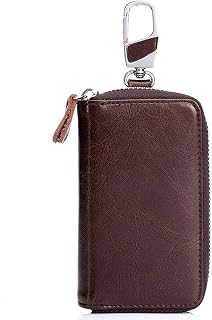 Unisex Key Case Key Case with 12 Hooks Car Keychain Bag Genuine Leather Key Case Coin Purse Wallet Car Keychain Carabiner Bag