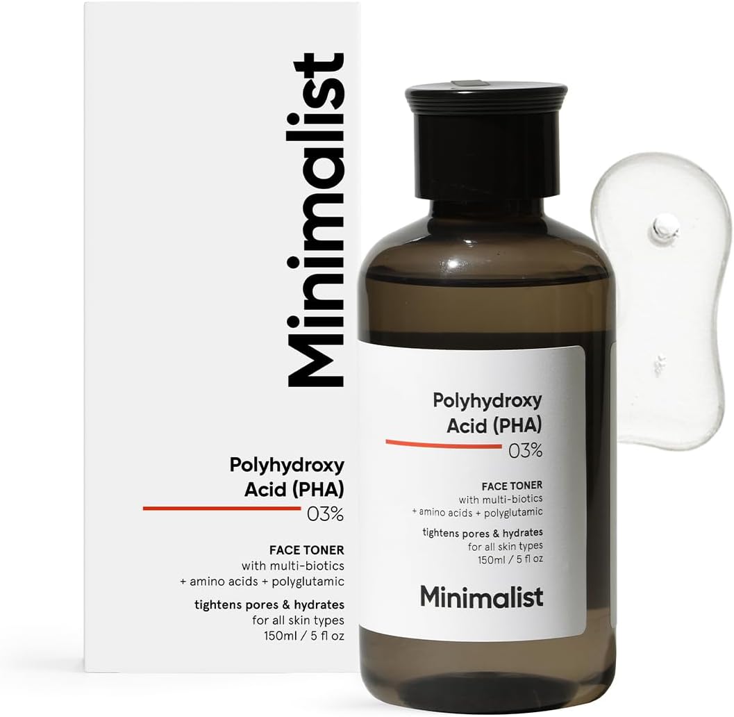 Minimalist Face Toner for Pore Tightening | 3% PHA Alcohol Free Hydrating Formulation | Mild Exfoliation, pH Balancing & Rebalancing Skin Microbiome | for Women & Men | 5 Fl Oz / 150 ml