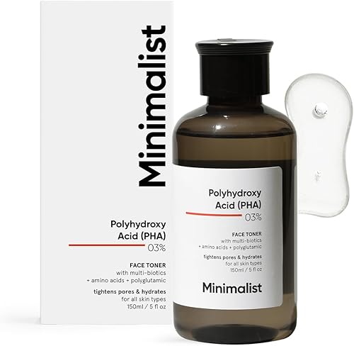 Minimalist Tónico facial hidratante sin alcohol 3% PHA para apretar los poros | Exfoliación suave, equilibrio de pH y reequilibrio de la piel